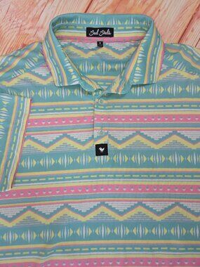 Bad Birdie Mens Aztec Pattern Polo Shirt Size Medium